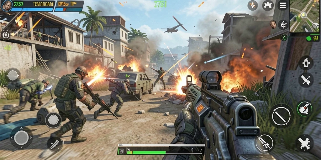 Screenshot menampilkan aksi menegangkan dalam game TPS.