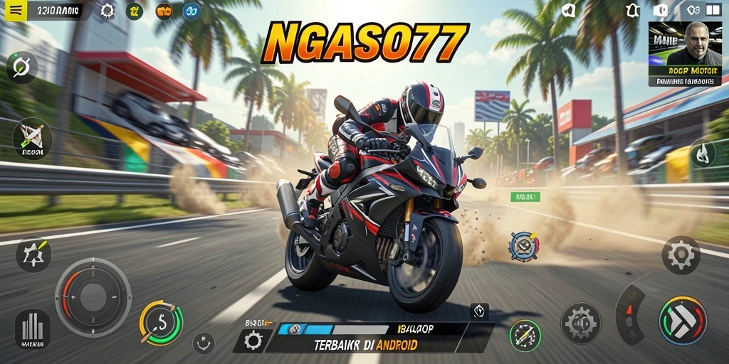 Gameplay seru NGASO77 dengan balapan motor yang menegangkan.