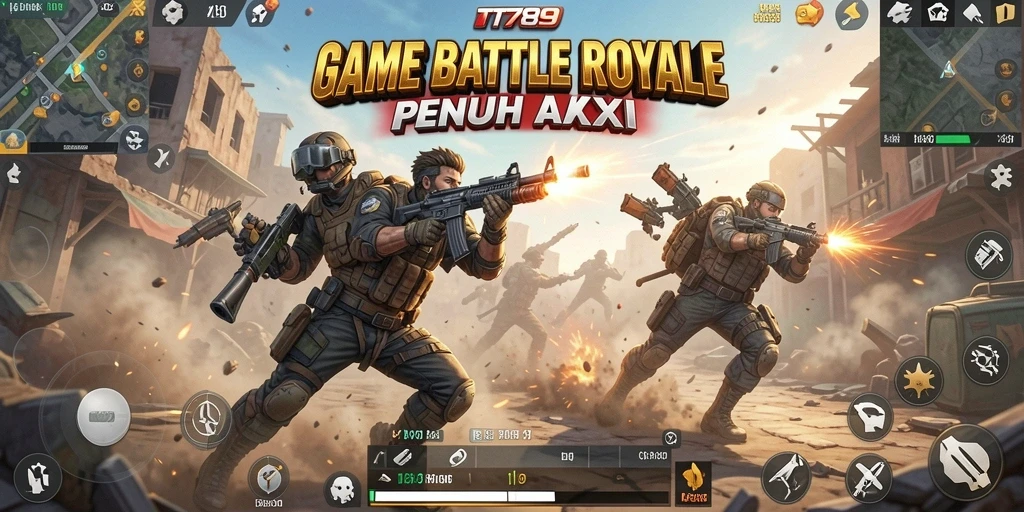 Tampilan aksi seru dalam permainan Battle Royale TT789.